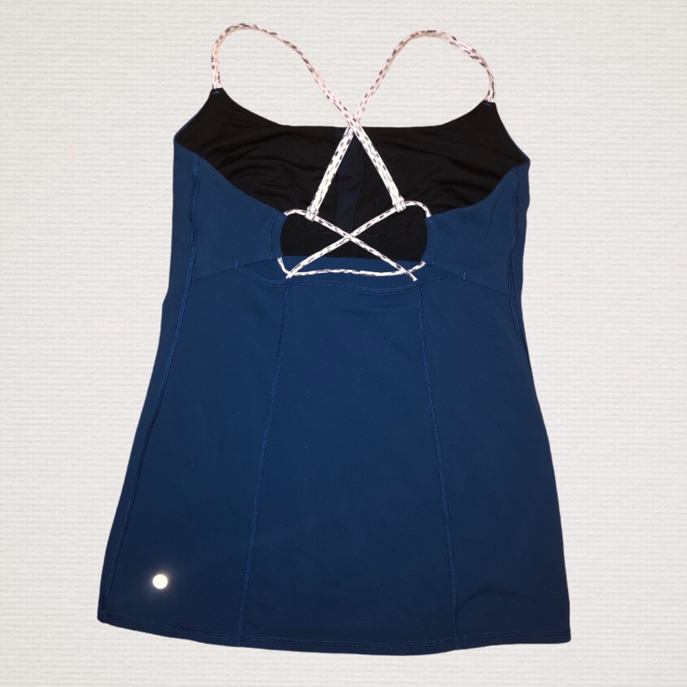 LuLuLemon Blue Teal Strappy Back Tank Top SZ 10